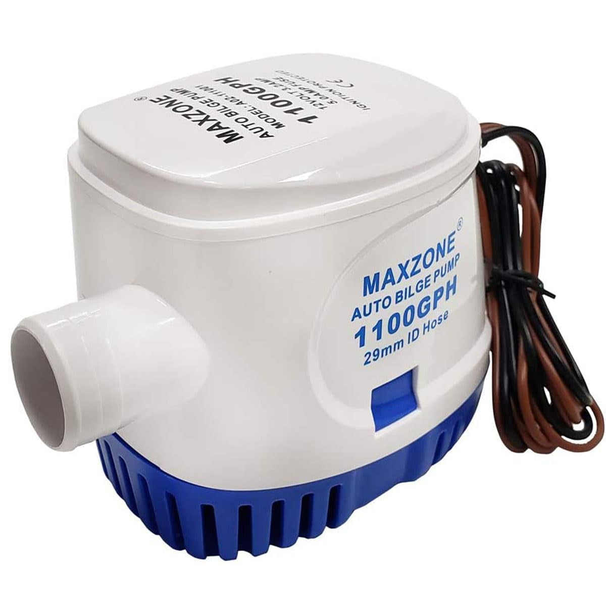 Maxzone - Bomba De Agua De Achique Sumergible Para Barcos, 12 V, 1100 Gph, Automática Con Interruptor