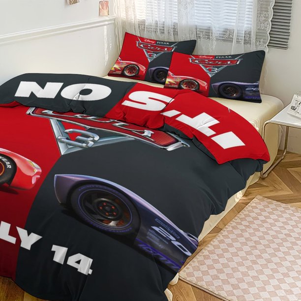 Cars Lightning McQueen Boys 3 Piece Bedding with 1 Flat Sheet And 2 Pillowcases Twin Bed Sheets