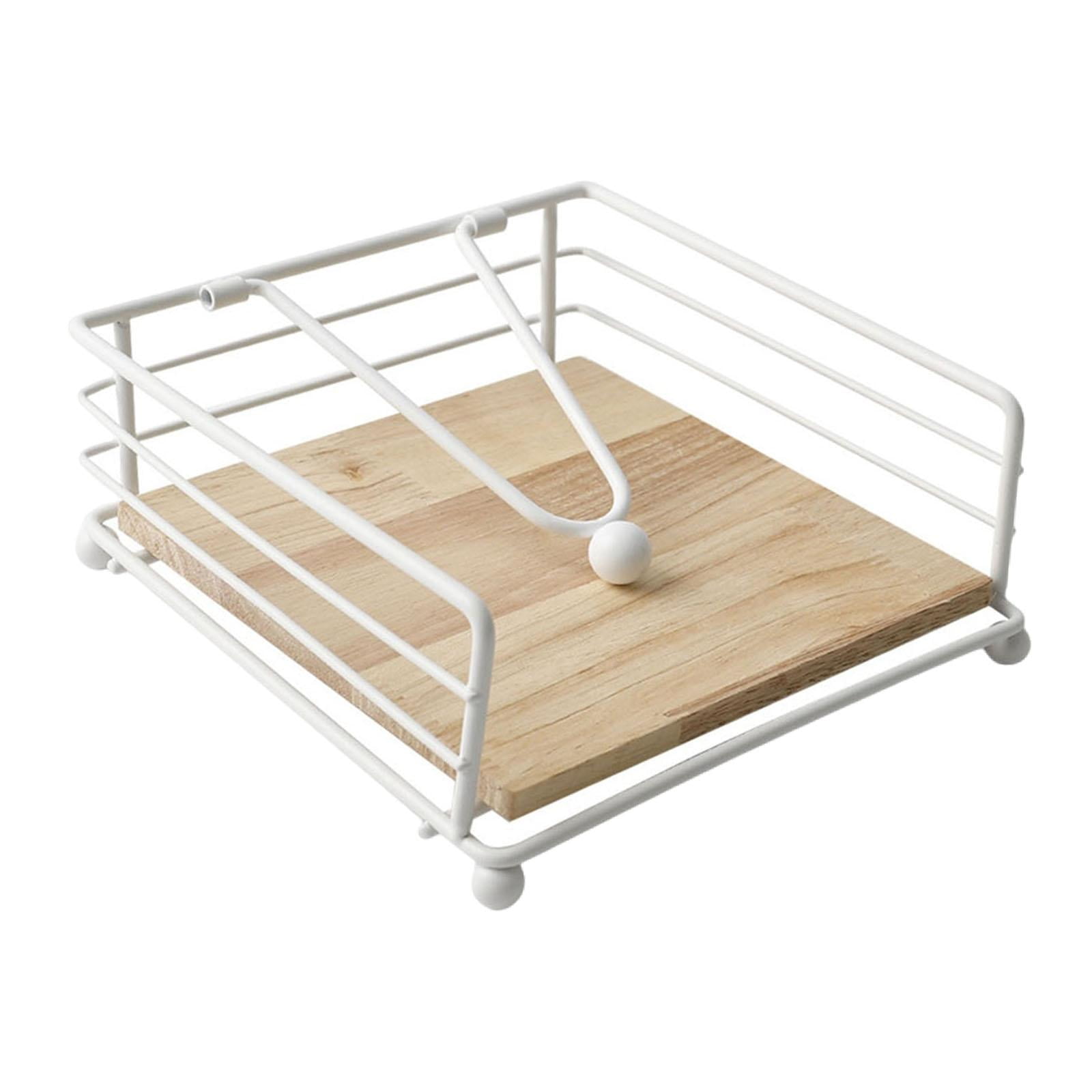 Magideal - Servilletero De Escritorio Moderno De Hierro De Fácil Acceso, Práctico Soporte De Papel Cuadrado De 18 X 18 Cm Para Decoración De Mostrador De Cocina Blanco