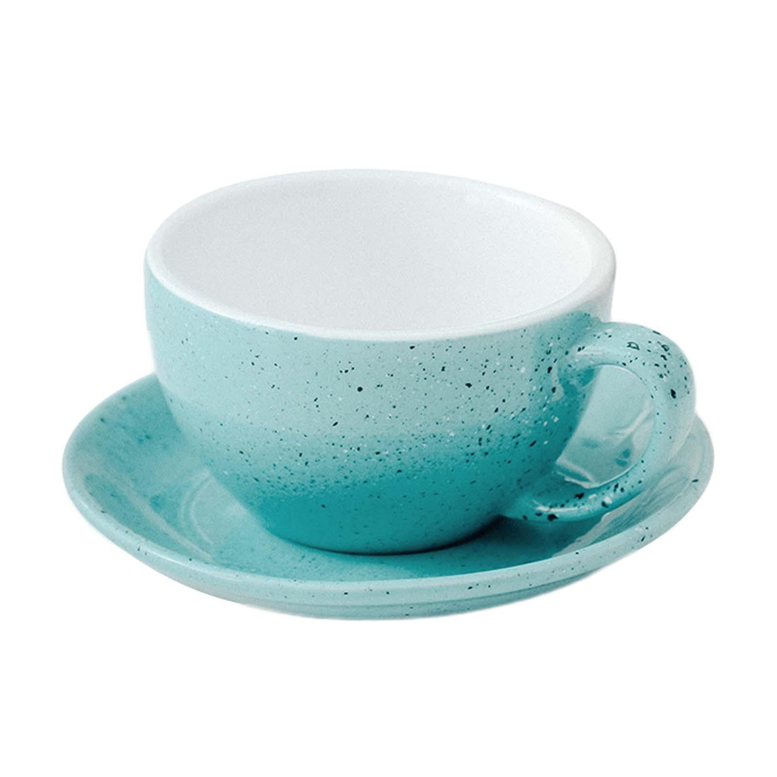 Magideal - Taza De Café De Cerámica Con Platillo, Diseño De Arte Latte, Creativa, Única Y Novedosa, Juego De Tazas Para Café Con Leche Con Fondo Redondo Para Té Azul