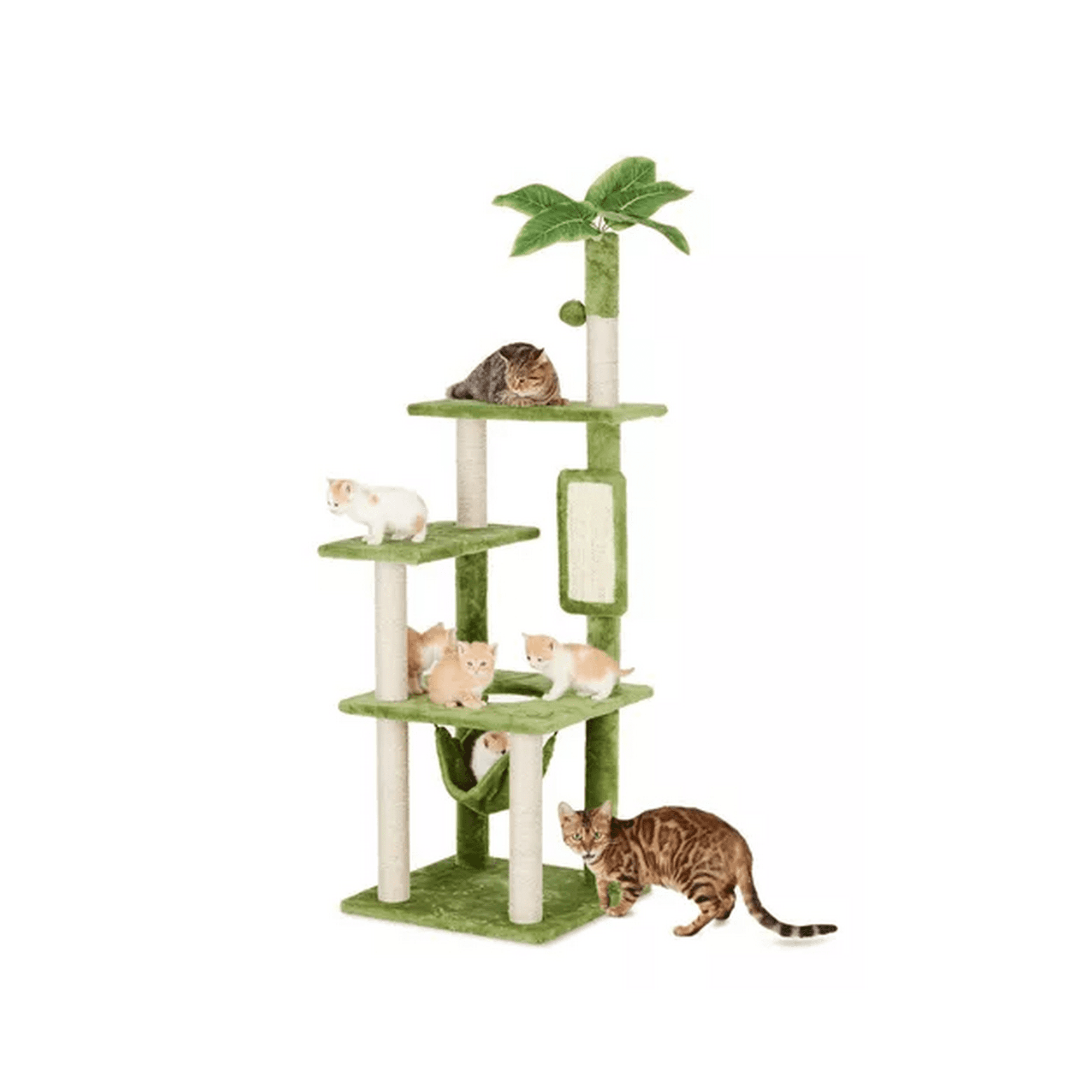 Genérico - Rascador Gatos Torre Yute Michis Arbol Palmera Hojas Verde