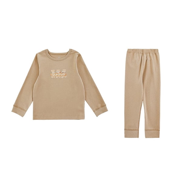 Pijama Niño Algodón - Beige con Ositos - 5 a 6 años