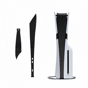 Genérico - 2-Pack Protective Vinyl Skin Decals Full Coverage Dust-Proof Compatible With Playstation Ps5 Pro Console-Fibra De Carbono-Negro