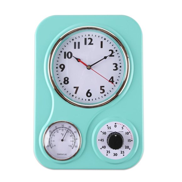 Reloj de pared Lily's Home 24 cm × 32 cm Turquesa Retro
