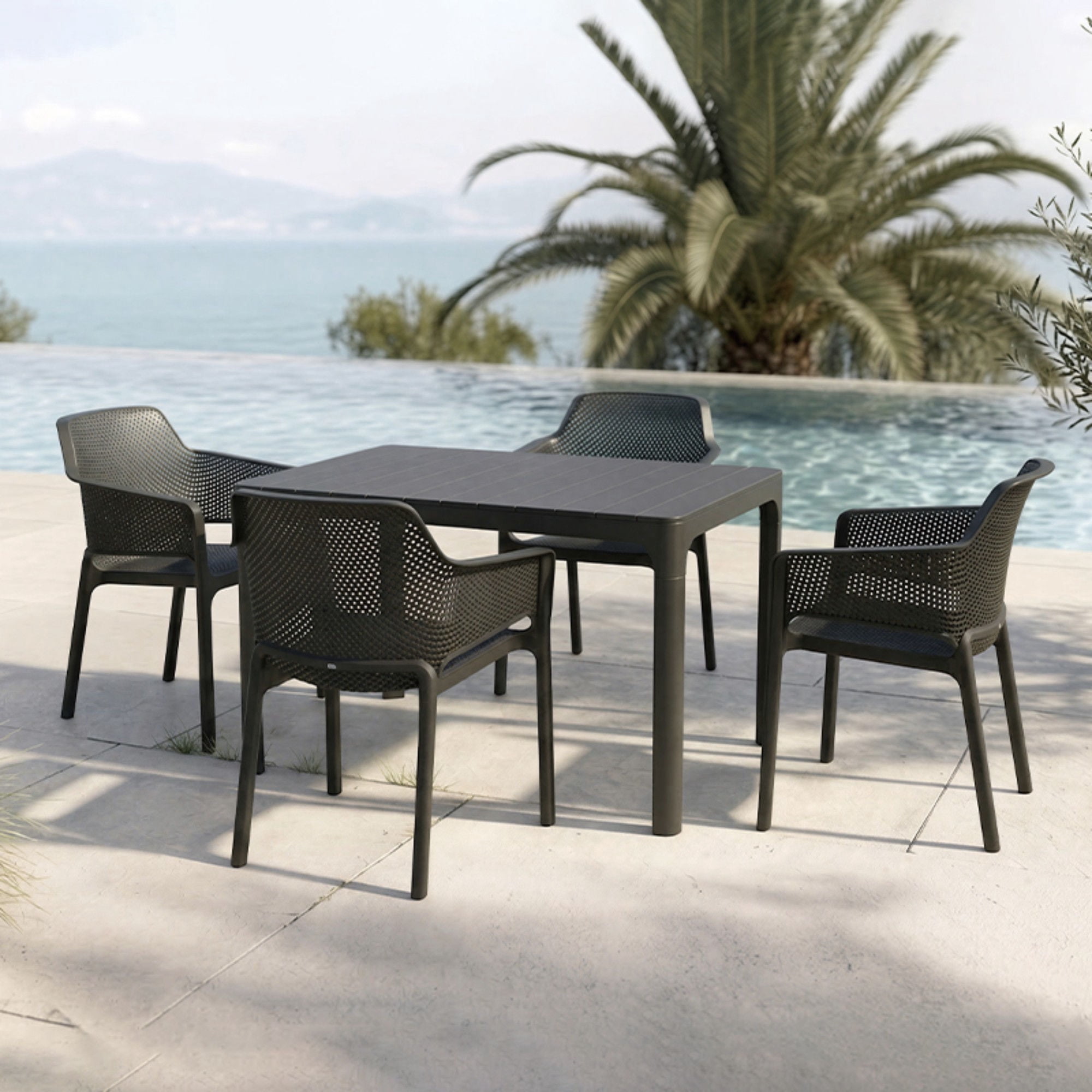 Pack 4 Sillas Terraza con Apoyabrazo Grafito 59x58x79cm