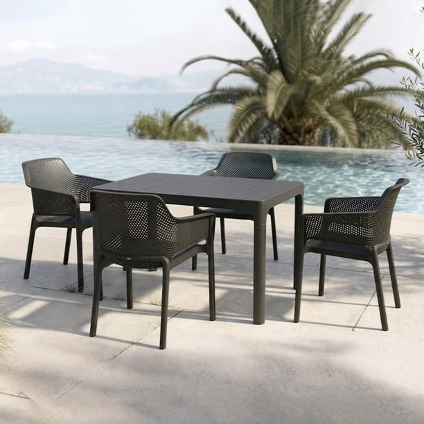Pack 4 Sillas Terraza con Apoyabrazo Grafito 59x58x79cm