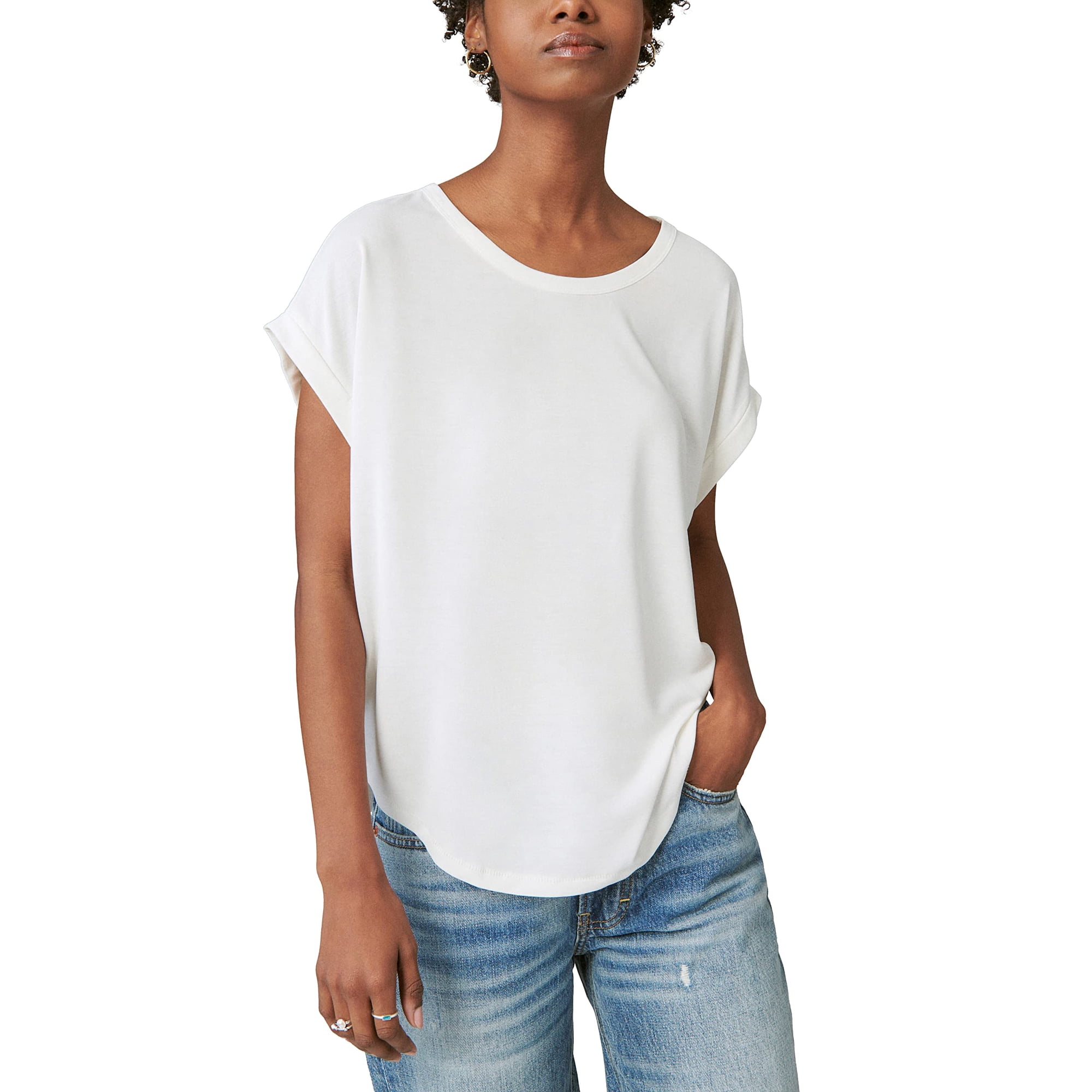 Camiseta De Manga Corta Lucky Brand Sandwash Dolman Blanco Brillante