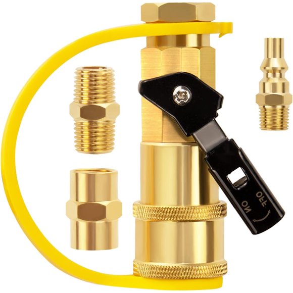 Kit de adaptadores de conexión rápida para propano de 1/4 pulgada con válvula de cierre