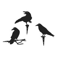 Magideal - 3 Piezas De Arte De Patio De Metal, , Decoración De Halloween, Pájaros De Metal, Artesanías, Decoración De Jardín, Silueta De Pájaro Negro Para