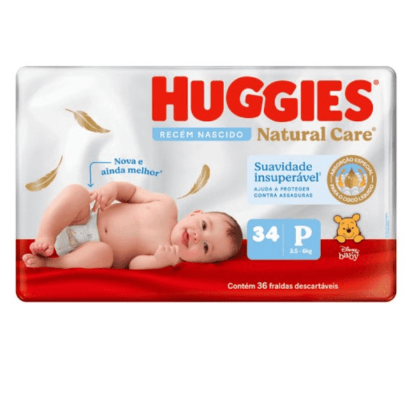 Pack x6 Pañales Huggies Talla P Natural Care 204und