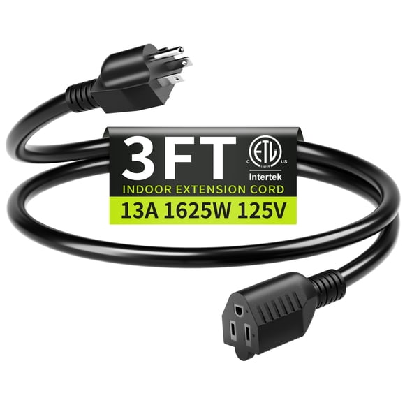 Cable de extensión Seeklyze 16/3, 0,9 m, 13 A, 125 V, 1625 W, negro para interiores