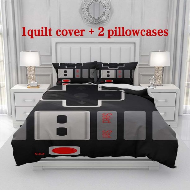 3pcs Retro NES Controller Layout Retro NES Controller Layout Themed Three Piece Bedding Set Soft Duvet Cover And Two Pillowcases