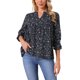 thumbnail image 1 of Blusas florales de mujer INSPIRE CHIC con cuello en V, manga larga, estilo babydoll, para primavera y verano, talla S, azul oscuro, 1 of 6