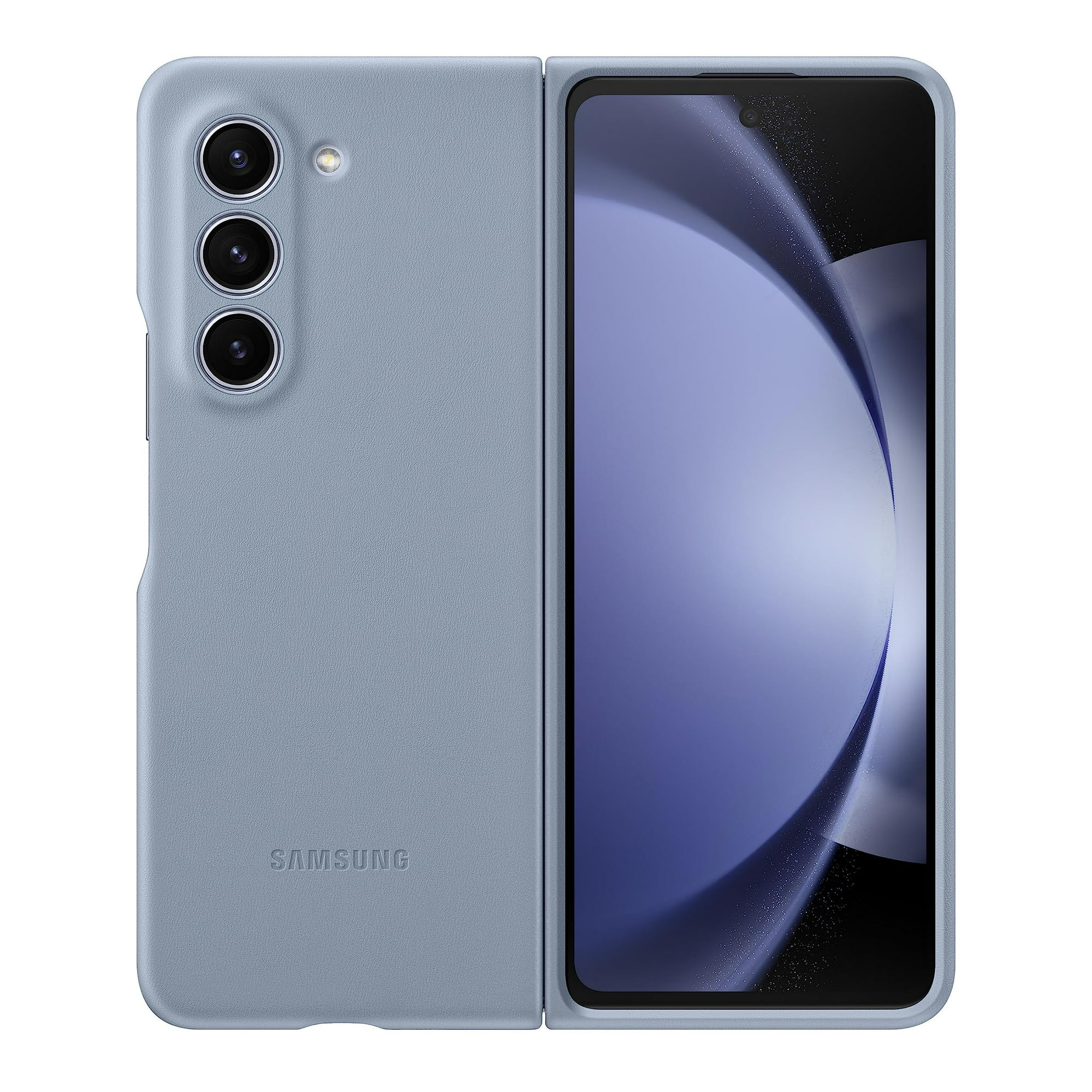 Samsung - Funda Para Teléfono Galaxy Z Fold5 De Piel Ecológica Color Azul Helado
