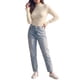 thumbnail image 2 of INSPIRE CHIC Blusa de Mujer Cuello Mock Mangas con Puños Volante Adorno Malla Transparente Jersey Camisa Primavera Otoño Transparente Encaje Floral Tops Pequeño Albaricoque, 2 of 6