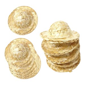 Magideal - 12 Piezas De Sombreros De Paja En Miniatura Para , Accesorios Para Casa De , Regalos De Juguete Tejidos De 5Cm, Decoración
