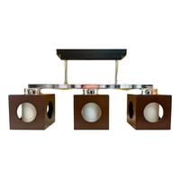 Genérico - Lámpara De Techo Triple Vintage Madera Cuadrada 3 Focos