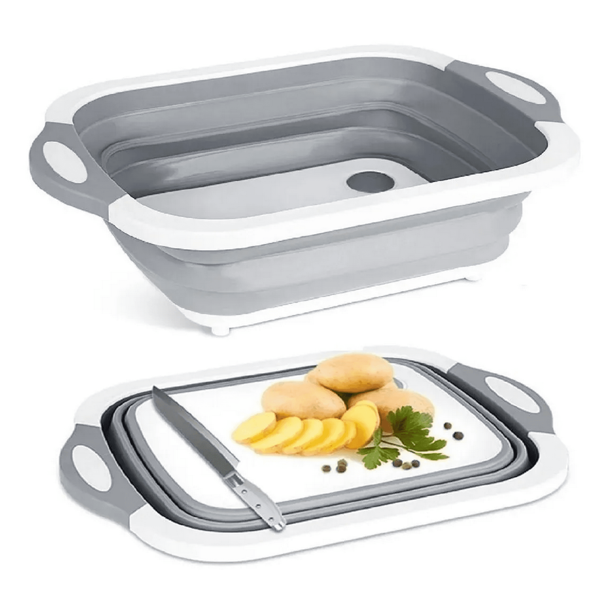 Genérico - Tabla De Cortar 3 En 1 De Silicona Plegable Drenaje Cocina Tabla Plegable