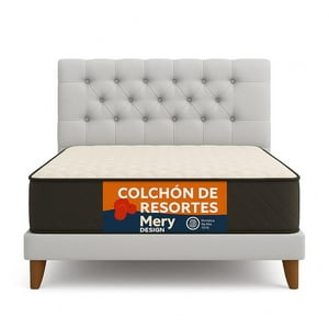 Ethan Desing - Cama 1 Plaza Gris Claro Perla Capitone + Colchon Mery Desing