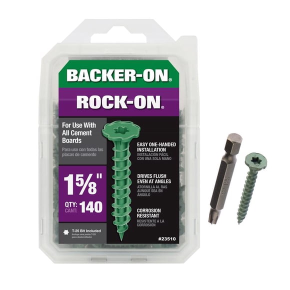 Tornillos para placas de cemento Backer-On Rock-On, número 9 x 4 cm, paquete de 140
