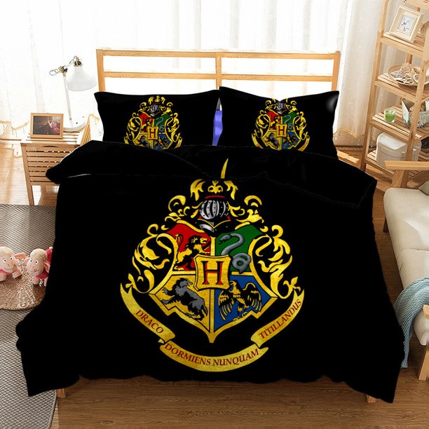 British Harry Potter Printed Bedding Set 3-piece Duvet Cover Pillowcase Comforter3-Piece Bedding Set (1 Duvet Cover + 2 Pillow Shams)
