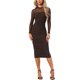 thumbnail image 1 of Vestido de malla INSPIRE CHIC para mujer con cuello simulado, manga larga, fruncido, cóctel, ajustado, XS, color café, 1 of 6