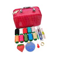 Magideal - Accesorios De Costura Bolsa De Almacenamiento Caja De Costura Hilo Dedal Cinta Métrica Suministros De Costura Organizador Para Bordado Trabajo Hecho A Rosa Roja