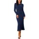 thumbnail image 2 of INSPIRE CHIC Vestido de Mujer de Manga Larga Otoño 2026 Cuello Redondo Tejido de Punto Acanalado Plisado Vestidos Midi Línea A L Azul Oscuro, 2 of 6