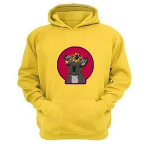 Genérico - Polerón Canguro Pug Corona Amarillo Talla L Unisex