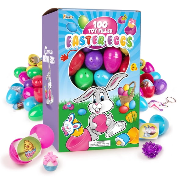 Paquete de 100 huevos de Pascua de plástico con juguetes en el interior para jirafas infantiles