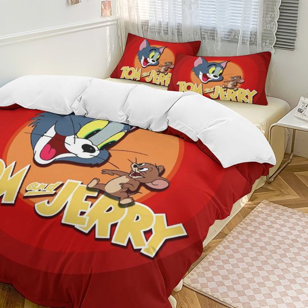 Tom And JerryCartoon Collection 3-Piece Comforter Set, Personalized Bedding Decor for Kids And Teens Bed Sheets