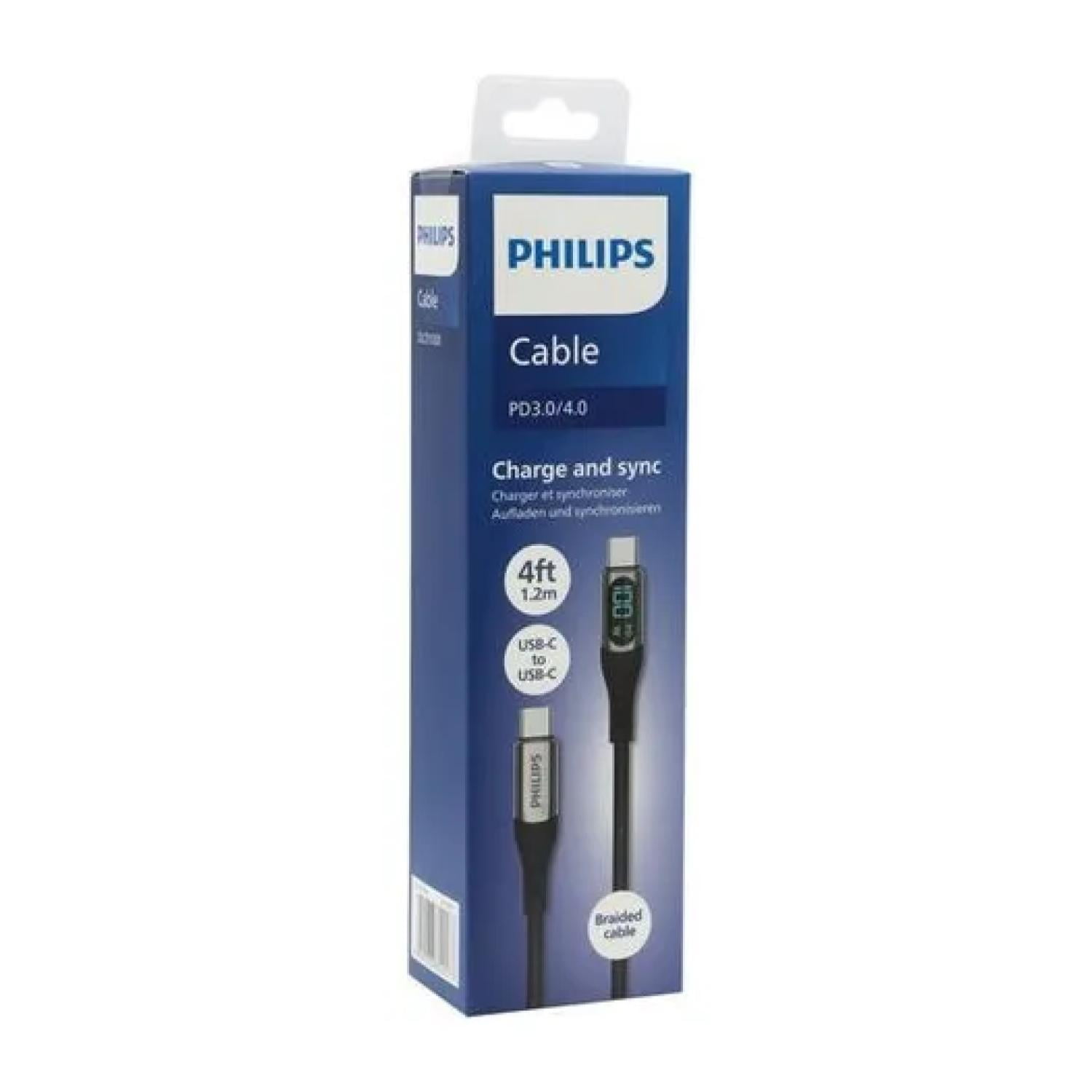 Philips - Cable Usb C A Usb C Led 120cm Negro Dlpc9100b/71