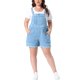 thumbnail image 1 of Agnes Orinda Peto Corto de Mezclilla Talla Grande para Mujeres Escuela Universidad Tirantes Ajustables Dobladillo Enrollado 5 Bolsillos Mono Vaquero Peto Corto 2X Azul Claro, 1 of 6