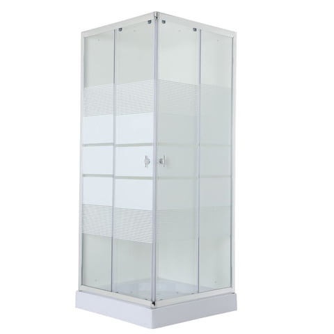 Joytek - Shower Door Blanco 80X80Cm 5Mm Mampara Recto (Sin Receptáculo)