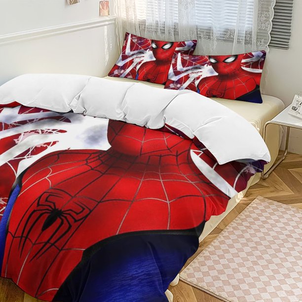 Spider-Man 3-Piece Twin Bed Set - Includes 1 Single Quilt And 2 Pillow Cases Bedding - Fade Resistant Microfiber - Spider