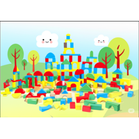 Jugueteria Estelar - Castillo De Madera Bloques 50 Piezas