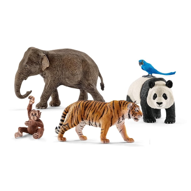 Set de juguetes Schleich Wild Life, 5 unidades, animales de la jungla con elefante 77588