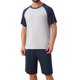 thumbnail image 1 of INSPIRE CHIC Conjunto de Pijama para Hombre con Mangas Raglán Cortas, Cuello Redondo y Cordón, Talla S, Azul Marino y Gris, 1 of 5