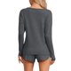 thumbnail image 3 of INSPIRE CHIC Conjunto de pijama de manga larga para mujer, mezcla de rayón suave, conjunto de pantalones cortos para estar en casa con bolsillos y cintura elástica M Gris oscuro, 3 of 6