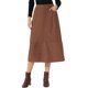 thumbnail image 1 of INSPIRE CHIC Falda Midi de Pana para Mujer con Cintura Alta Elástica y Bolsillos, Falda Casual en Línea A, Talla L, Marrón Oscuro, 1 of 6