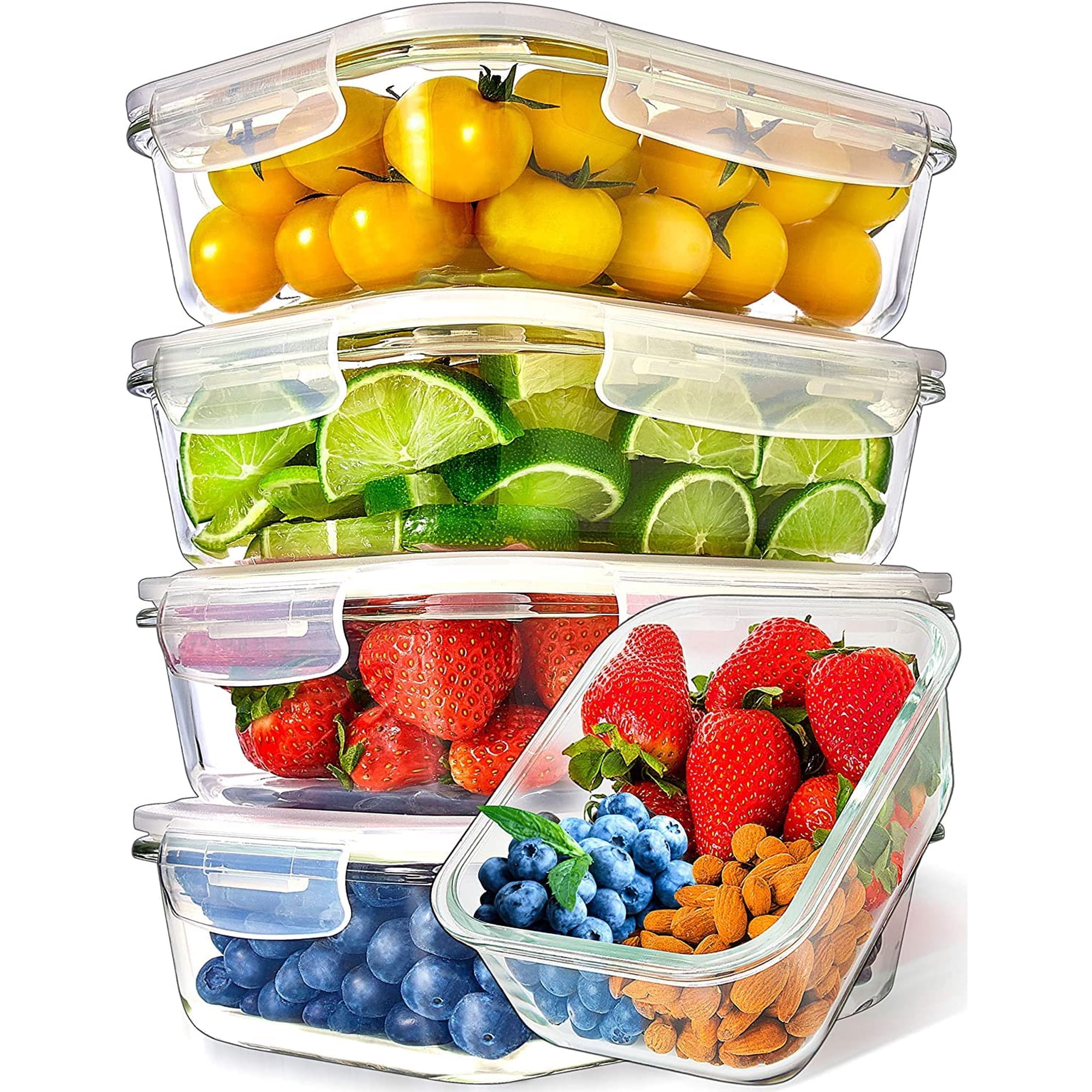 Recipientes De Vidrio Para Preparación De Comidas Prepnaturals De 1,1 L (paquete De 5)