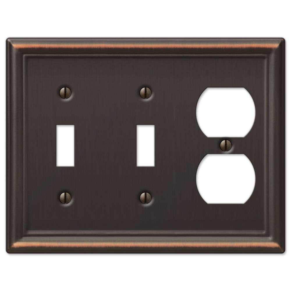 Placa De Pared Amerelle Chelsea 2 Toggle/1 Dúplex De Acero Envejecido