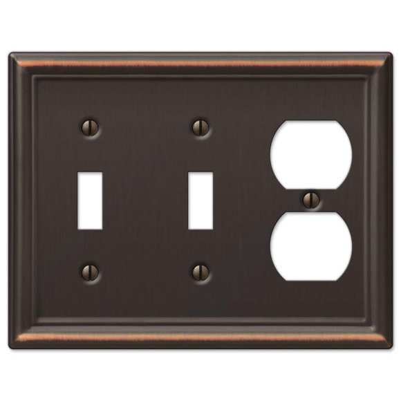 Placa de pared Amerelle Chelsea 2 Toggle/1 dúplex de acero envejecido
