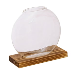 Magideal - Plantas Floreros, Estación De Propagación, Terrario Macetero De Vidrio Con Soporte De Madera Para Jardín, Oficina, Jardinería, Inauguración De La Casa Color Madera Oscura