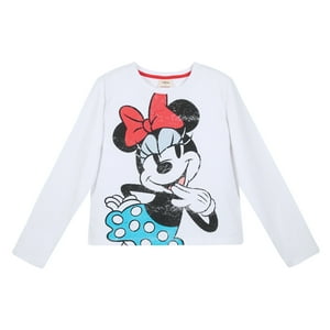 Polera Manga Larga Niña Minnie Wait Blanco Disney