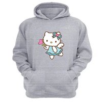 Genérico - Polerón Canguro Gatita Kitty Gris Claro Talla Xs Unisex