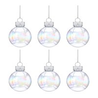Magideal - Bolas De Navidad Iridiscentes, Adornos, Bolas Transparentes, Decoración Artesanal, Bolas Redondas Rellenables, Adornos Navideños Para El Hogar, Patio, 6 Uds.