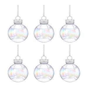 Magideal - Bolas De Navidad Iridiscentes, Adornos, Bolas Transparentes, Decoración Artesanal, Bolas Redondas Rellenables, Adornos Navideños Para El Hogar, Patio, 6 Uds.