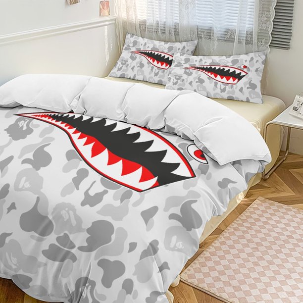 White Grey Bape Shake Camo Comforter Set Soft 3 Pcs Twin Bedding Sets Thicken for All Season