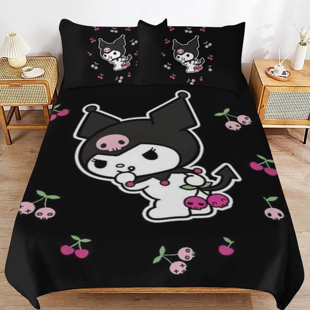 Kuromi Duvet Cover Set 3 Piece Bedding Set Double Sided Printing Decorative Comforter Cover Set